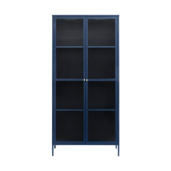 Tamsiai mėlyna metalinė vitrina 90x190 cm Bronco - Unique Furniture