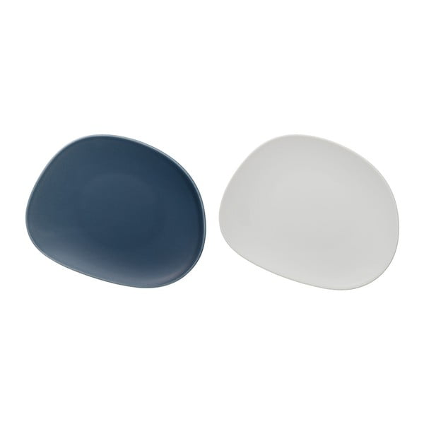 2 mėlynos ir baltos spalvos porcelianinių salotų lėkščių rinkinys "Like by Villeroy & Boch Group