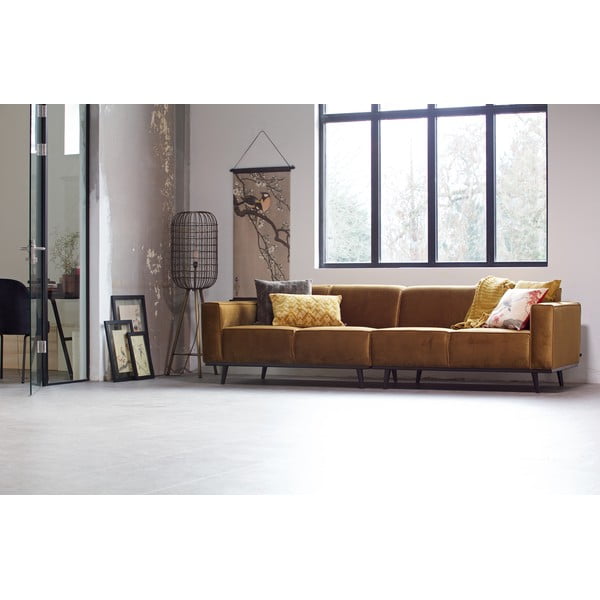 Geltonos spalvos iš velveto sofa 280 cm Statement – WOOOD-image-4