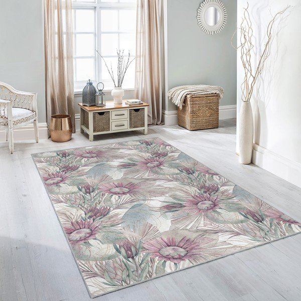 Skalbiamas kilimas violetinės spalvos/pilkos spalvos 80x200 cm Dusty Flowers – Mila Home-image-2