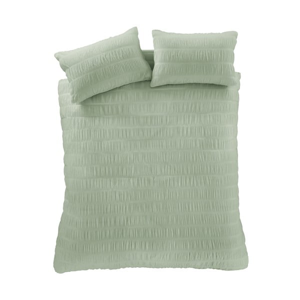Šviesiai žalios spalvos iš banguotos tekstūros dvigulė/itin ilga patalynė 230x220 cm Seersucker – Catherine Lansfield