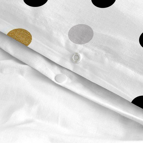 Viengulis antklodės užvalkalas iš medvilnės baltos spalvos 140x200 cm Golden dots – Blanc-image-4