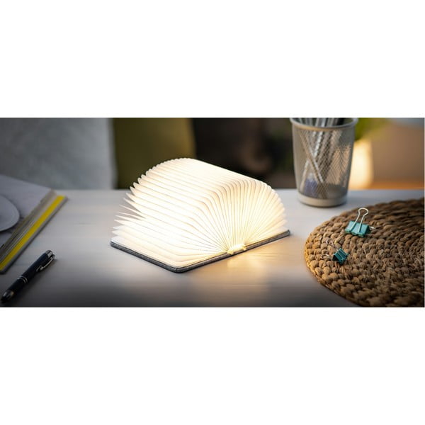 Pilkos spalvos šviečianti dekoracija USB Booklight – Gingko-image-3
