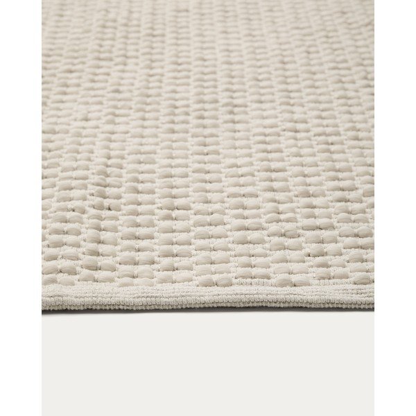 Rankų darbo kreminės spalvos iš medvilnės mišinio kilimas 160x230 cm Mascarell – Kave Home-image-4
