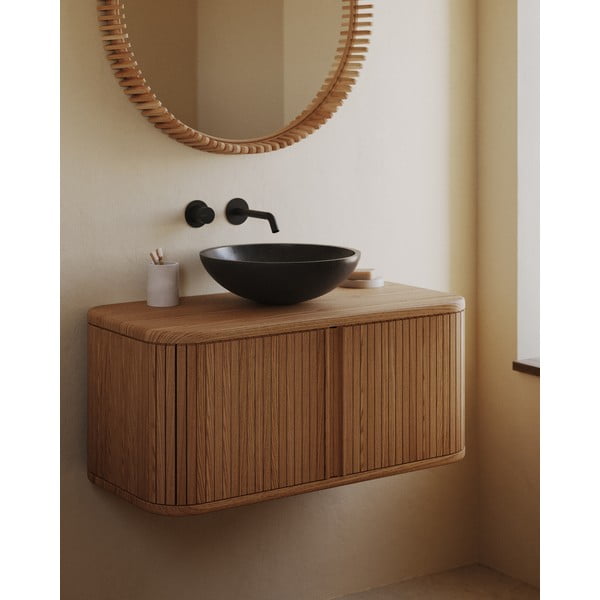 Natūralios spalvos pakabinama spintelė po kriaukle iš uosio 90x40 cm Mailen – Kave Home-image-1