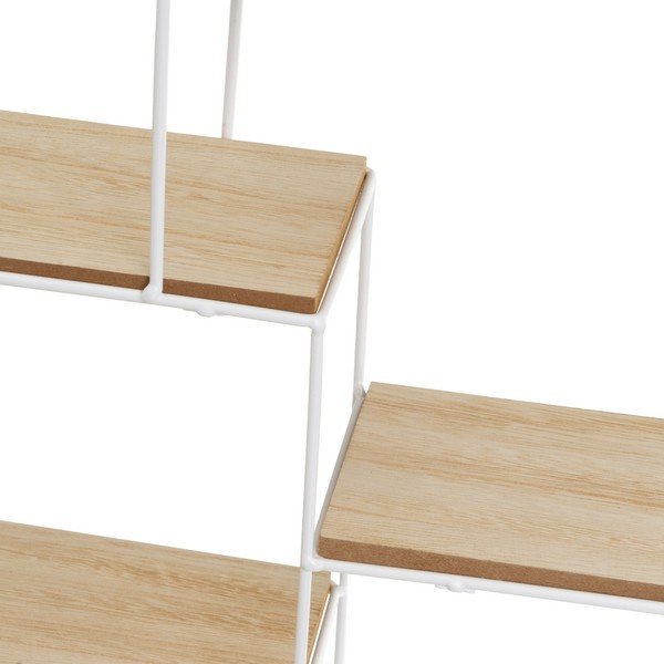 Kelių aukštų sieninė lentyna baltos spalvos/natūralios spalvos 50 cm – Casa Selección-image-2
