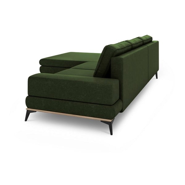 Samanų žalios spalvos kampinė aksominė sofa-lova Windsor & Co Sofos Planet, kairysis kampas-image-4