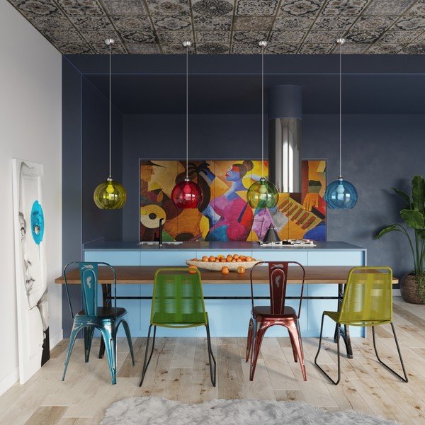 Kabantis šviestuvas mėlynos spalvos ø 30 cm su stiklo gaubtu Bilbao – Sollux-image-3