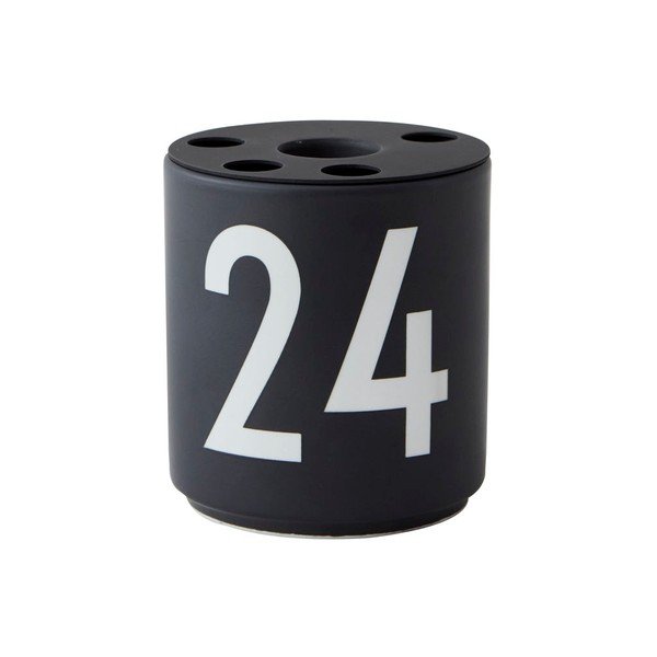 Juodas porcelianinis žvakidės laikiklis Design Letters