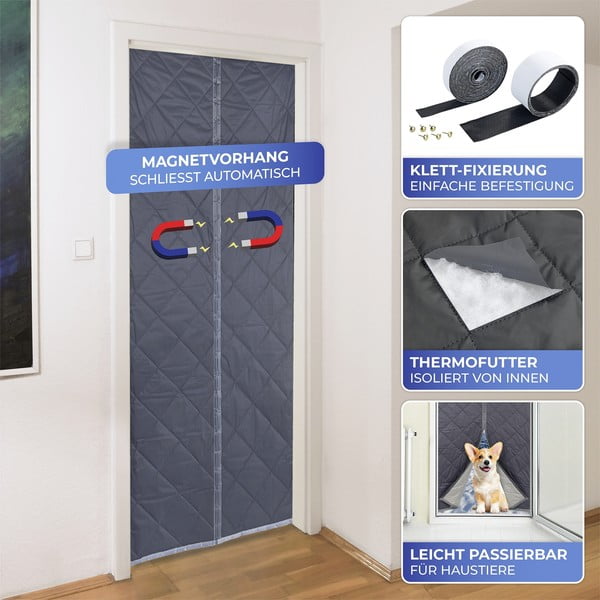 Termo užuolaida pilkos spalvos/sidabrinės spalvos durims 80x200 cm – Maximex-image-3