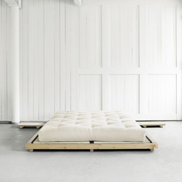Pušies medžio dvigulė lova su čiužiniu ir tatami "Karup Design Dock Double Latex Natural Clear/Natural", 160 x 200 cm-image-1