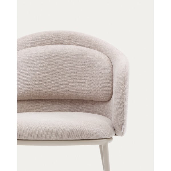 Smėlio spalvos iš audinio valgomojo kėdė su porankiais Minda – Kave Home-image-4