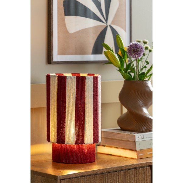 Raudonos spalvos/baltos spalvos iš virvės stalinis šviestuvas (aukštis 35 cm) Vienna Stripes – Leitmotiv-image-1
