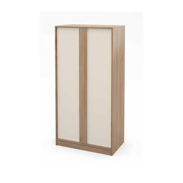 Drabužių spinta kreminės spalvos/natūralios spalvos iš ąžuolo 90x180x53 cm Dennis – Marckeric-image-3