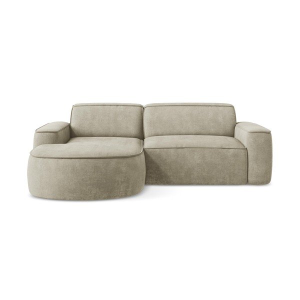 Smėlio spalvos iš šenilinio audinio kampinė sofa (su kairiuoju kampu/su gultu) Omao – Makamii