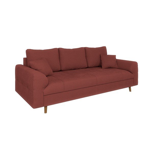 Raudonos plytų spalvos iš kordinio velveto sofa 210 cm Ariella – Ropez