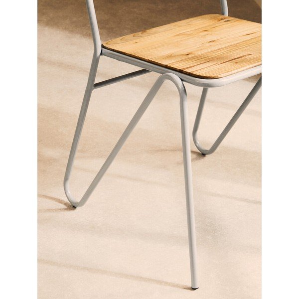 Pilkos spalvos/natūralios spalvos iš guobos masyvo valgomojo kėdė District – Premier Housewares-image-4