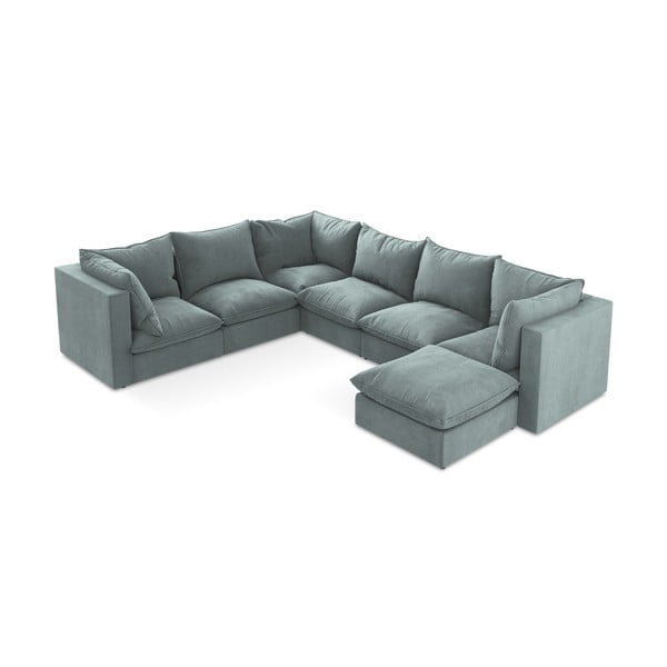 Mėlynos spalvos kampinė sofa (su kairiuoju kampu/„U“ formos) Manao – Makamii-image-3