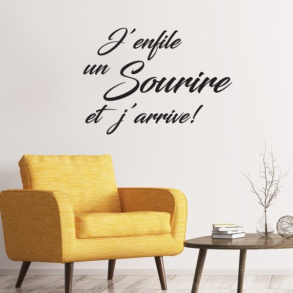 Juodas lipdukas Ambiance Citata Sourire Et J'arrive-image-1