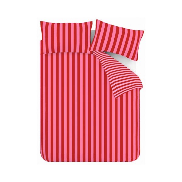 Raudonos spalvos/rožinės spalvos viengulė patalynė 135x200 cm Stripe Tease – Sassy B
