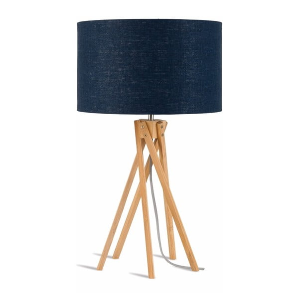 Stalo lempa su mėlynu atspalviu ir bambuko konstrukcija Good&Mojo Kilimanjaro