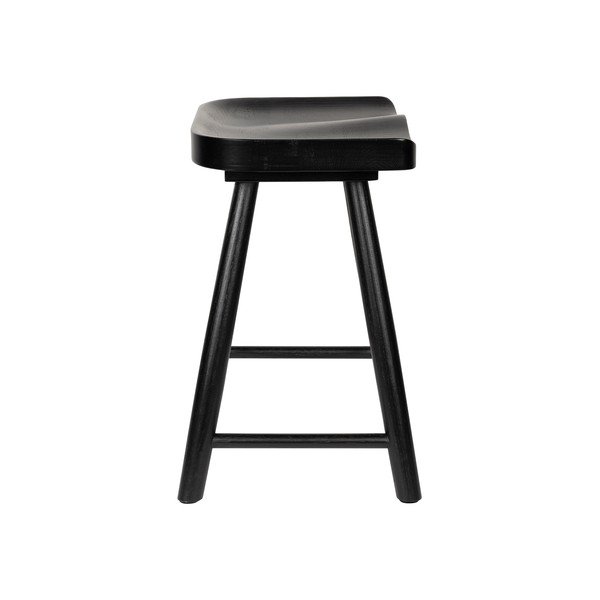 Juodos spalvos iš ąžuolo masyvo taburetė Vander – White Label-image-4