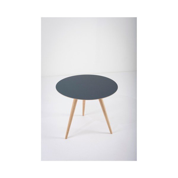 Ąžuolinis staliukas su mėlynu stalviršiu "Gazzda Arp", ⌀ 55 cm-image-3