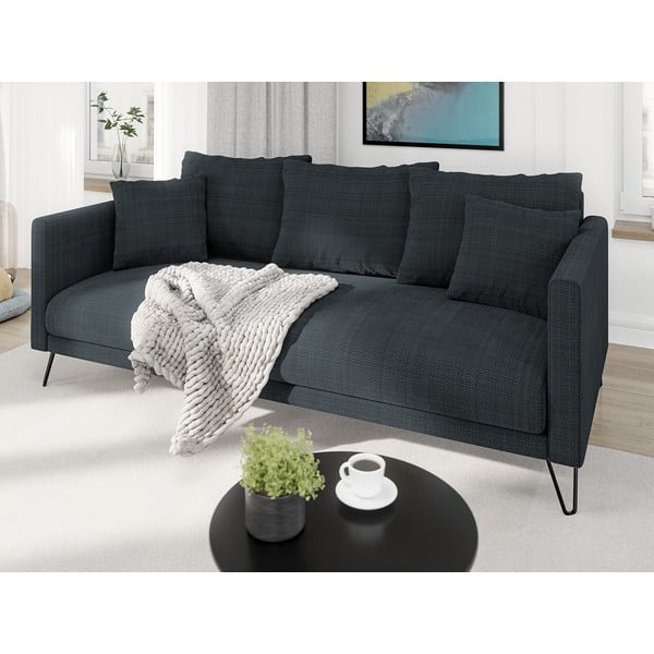 Tamsiai pilkos spalvos iš šenilinio audinio sofa 200 cm Freya – Ropez-image-3