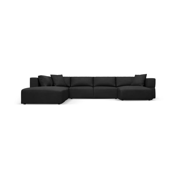 Kampinė sofa juodos spalvos (su kairiuoju kampu/„U“ formos) Esther – Milo Casa