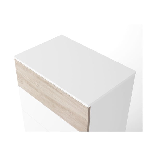 Balta aukšta ąžuolinė komoda 62x111 cm Sahara - Marckeric-image-4