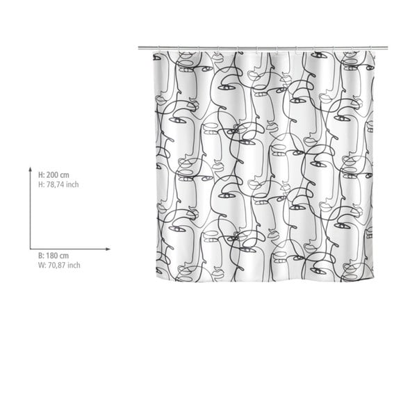 Juodos ir baltos spalvos dušo užuolaida Weko Faces-image-1