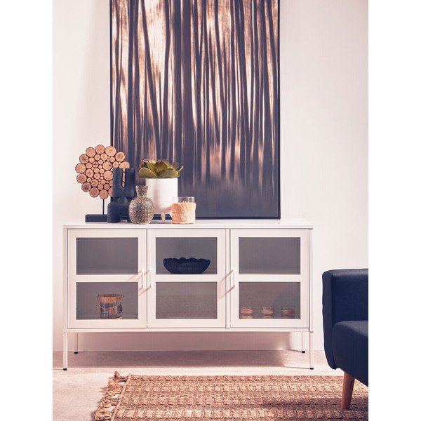 Baltos spalvos iš plieno vitrina 140x80x45 cm Acier – Premier Housewares-image-1