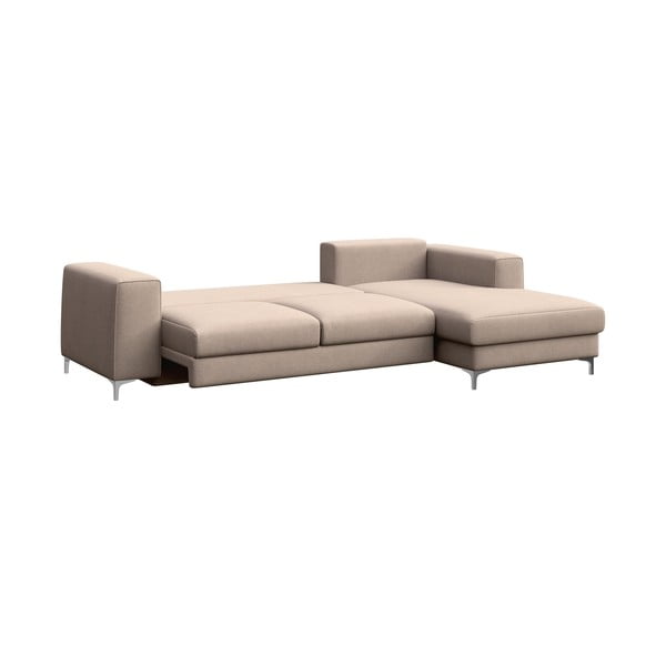 Smėlio spalvos iš velveto sulankstoma/su sandėliavimo vieta kampinė sofa (su dešiniuoju kampu/su gultu) Rene – Rodier-image-3
