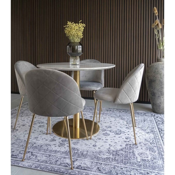 Apvalios formos valgomojo stalas su marmuro dekoro stalviršiu ø 90 cm Bolzano – House Nordic-image-1