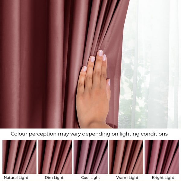 Rožinės spalvos iš velveto pritemdymas (dalinis užtemimas) užuolaida 140x270 cm Eyelets – Restilo-image-4