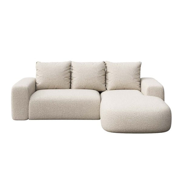 Smėlio spalvos iš boucle kampinė sofa (su dešiniuoju kampu/su gultu) Monce – Rodier