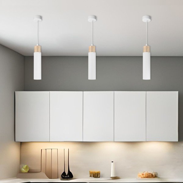 Kabantis šviestuvas baltos spalvos/natūralios spalvos su metaliniu gaubtu Claro – Candellux Lighting-image-1