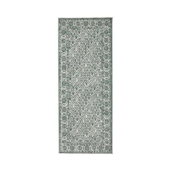 Pilkos ir žalios spalvos raštuotas dvipusis kilimas Bougari Curacao, 80 x 250 cm