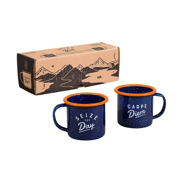 Puodeliai mėlynos spalvos iš emalio 2 vnt. 0.12 l – Gentlemen's Hardware-image-1