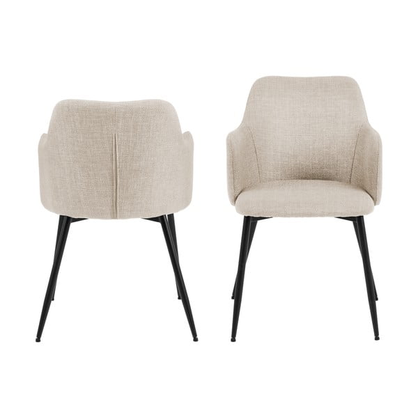 Kreminės spalvos iš audinio valgomojo kėdžių komplektas 2 vnt. Ilsa – Actona-image-4