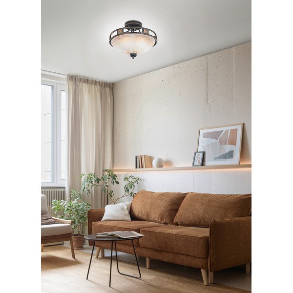 Juodos spalvos lubinis šviestuvas ø 42 cm su stiklo gaubtu Quinta – Trio-image-2