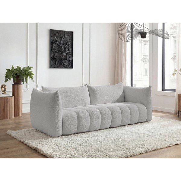 Šviesiai pilkos spalvos sofa iš boucle 286 cm Azra – Bobochic Paris-image-1