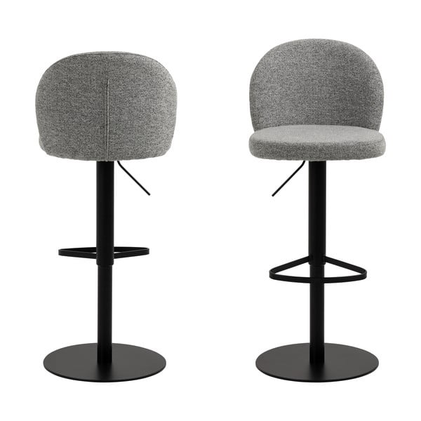 Reguliuojamo aukščio baro taburetė juodos spalvos/pilkos spalvos (sėdynės aukštis 55 cm) Patricia – Actona-image-3
