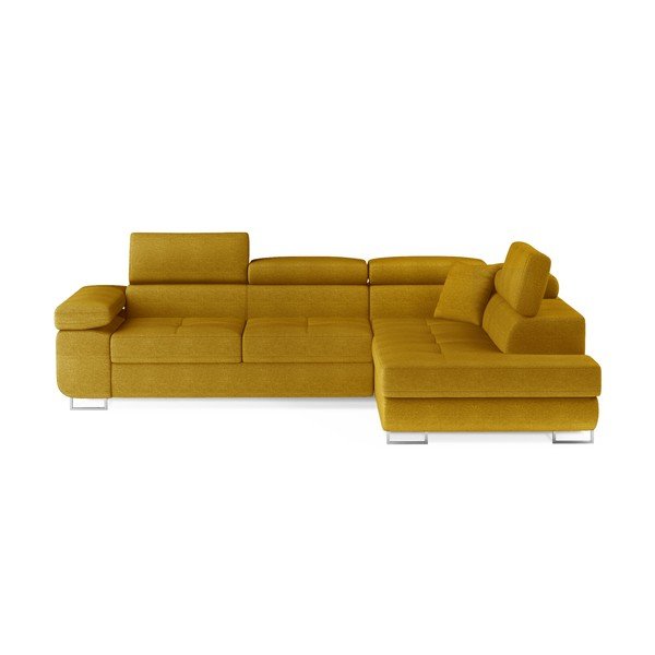 Geltonos spalvos sulankstoma/su sandėliavimo vieta kampinė sofa (su dešiniuoju kampu/„L“ formos) Anton – ELTAP