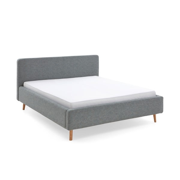 Dvigulė lova mėlynos spalvos/pilkos spalvos audiniu dengta su sandėliavimo vieta su lovos grotelėmis 160x200 cm Mattis – Meise Möbel