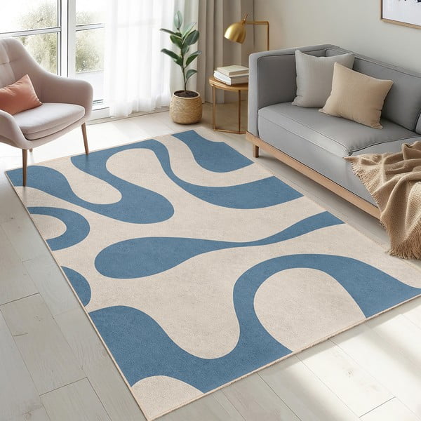 Skalbiamas mėlynos spalvos kilimas 160x230 cm Blue Latte – Mila Home-image-2