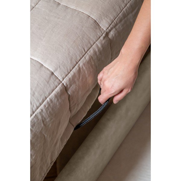 Smėlio spalvos minkšta viengulė lova su daiktadėže ir grotelėmis 90x200 cm Dreamy Aurora - Miuform-image-3