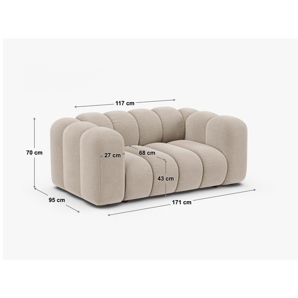 Pilkos spalvos sofa iš šenilinio audinio 170 cm Lupine – Micadoni -image-4