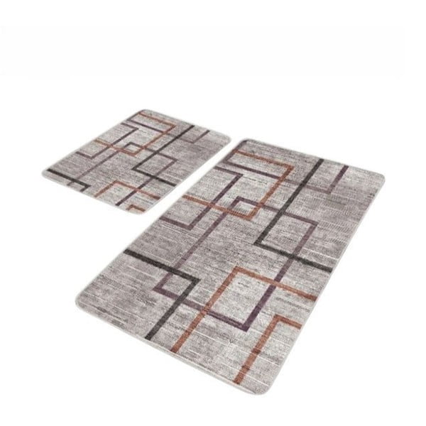 Pilkos spalvos iš velveto vonios kilimėliai 2 vnt. 60x100 cm – Mila Home