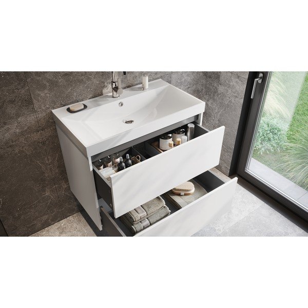 Baltos spalvos matinis pakabinama spintelė po kriaukle 81x65 cm Bodera – Germania-image-1